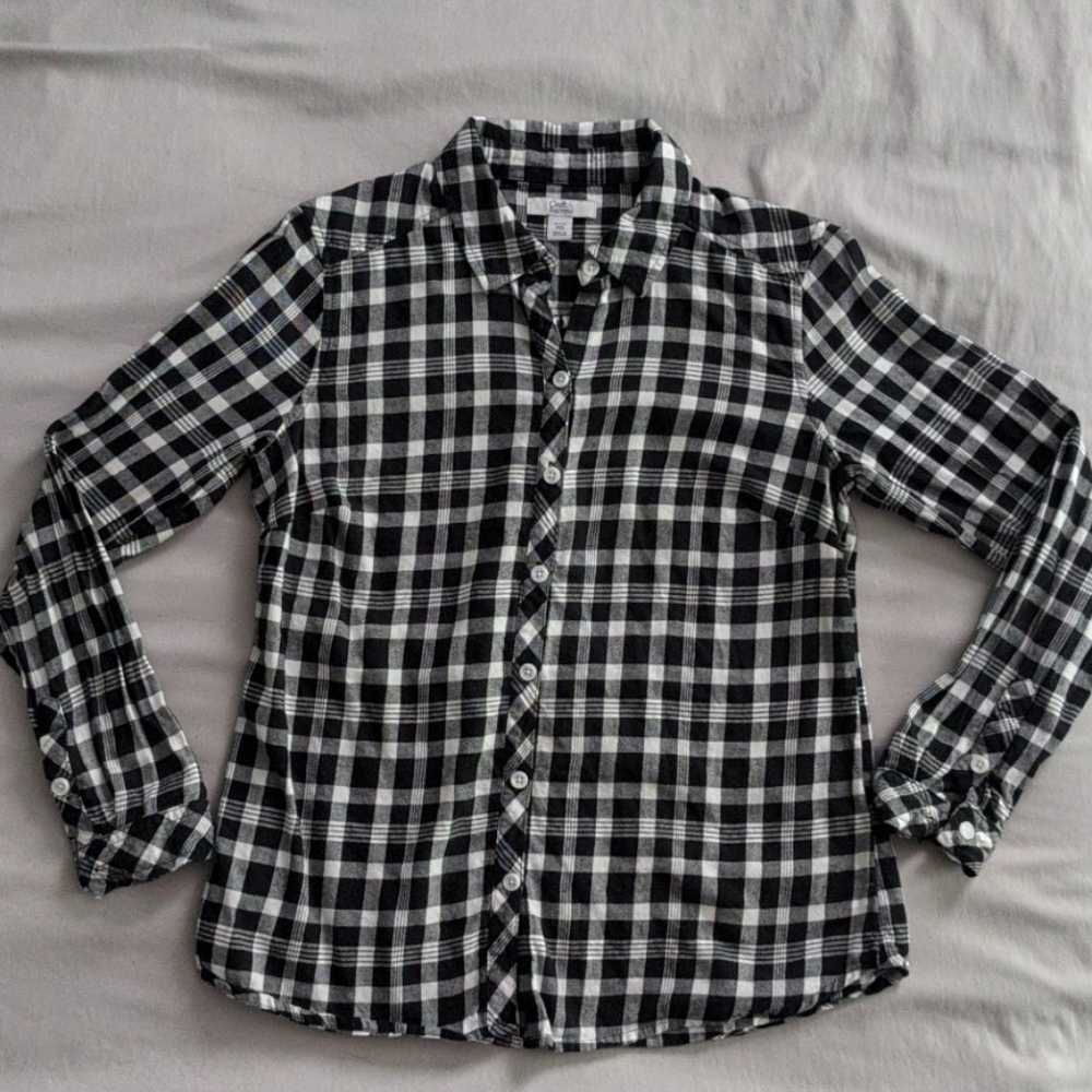 Women's Croft & Barrow XSP black & white flannel